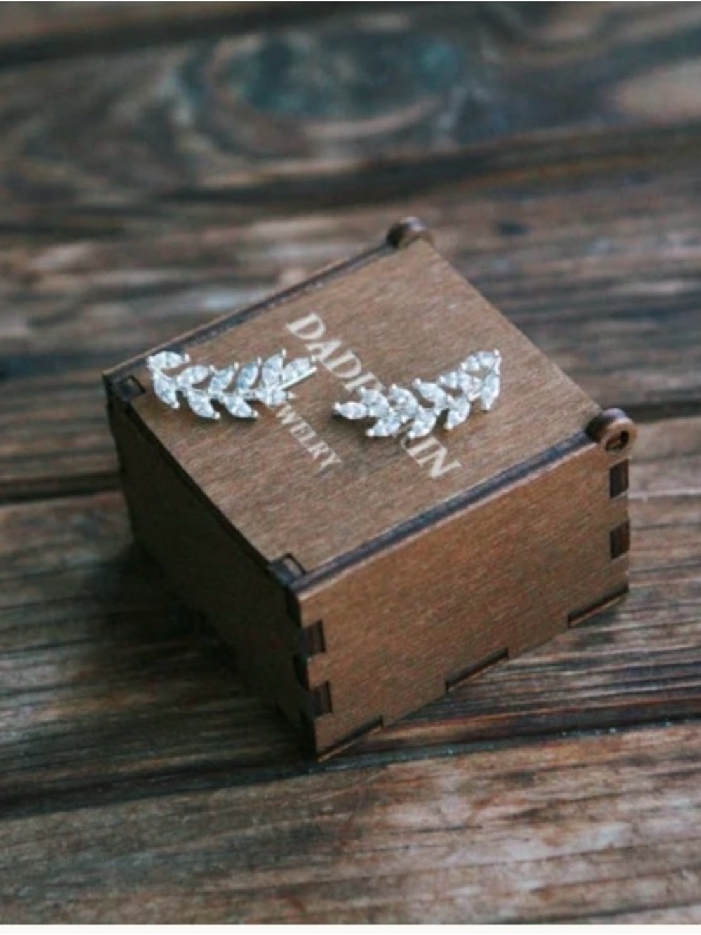 Silver Plated Leaf CZ Ear Climbers. New.